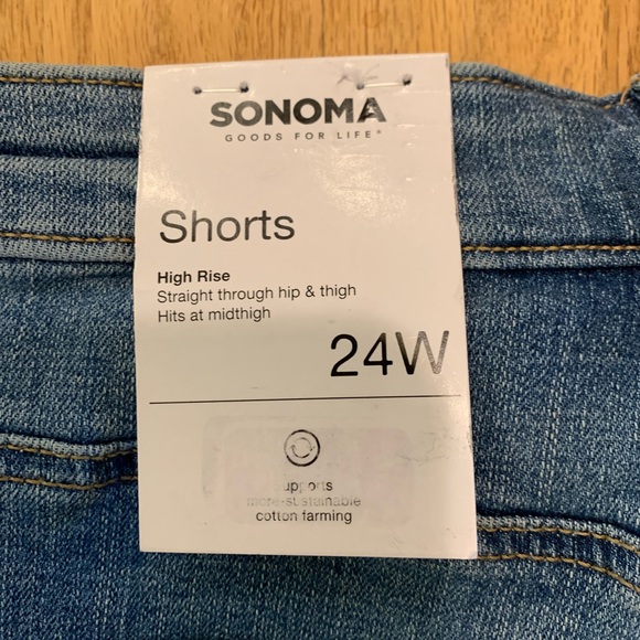 NWT Sonoma high rise, medium wash Blue Denim jeans Shorts, size 24W - Picture 6 of 8
